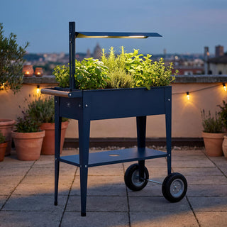 Carrito de jardín urbano: mesa de cultivo + lámpara de cultivo