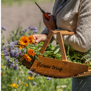 Cesta de cosecha de flores de madera